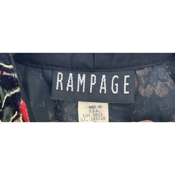 Vintage ‘90s Rampage Black Velvet Crushed Floral Print Bolero Evening Jacket S - Picture 5 of 6